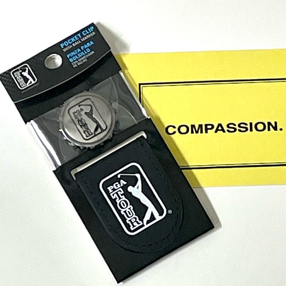 PGA Tour Golf Metallic Pocket Clip Unisex With Ball Marker Caviar Black New